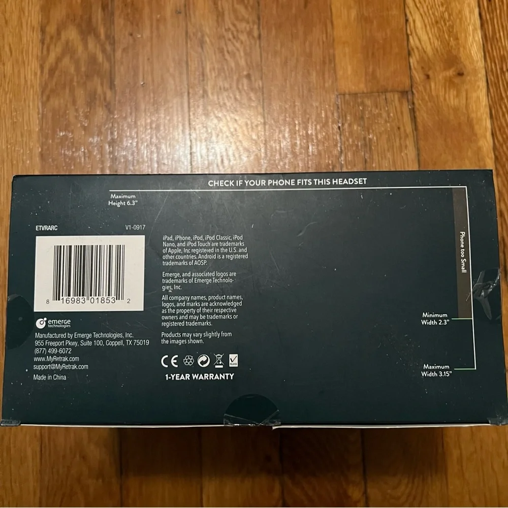 Arcadia Virtual Reality Headset 360 degrees Black V1-0917. New in box